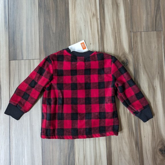 NWT JOE FRESH Baby Boys Fleece Top Red Plaid Check Neck Cardigan 12-18 M… - Picture 3 of 6